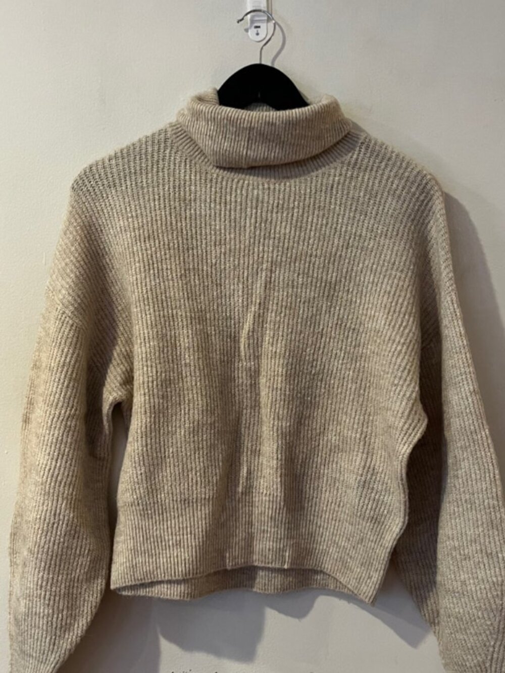Beige Mock-Neck Sweater